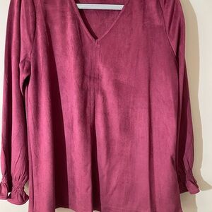 Elegant Soft Maroon V-Neck Women's Top